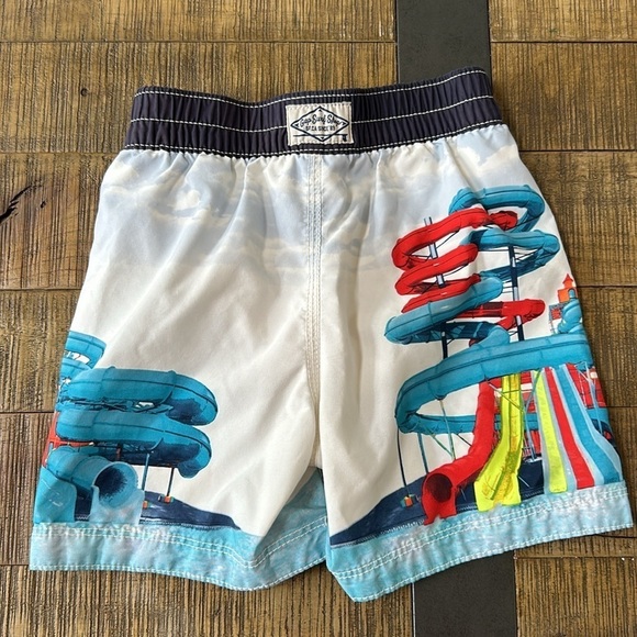 GAP Surf Shop Waterslide Elysian Blue White Red Swim Trunks, toddler size 2 - Picture 9 of 9